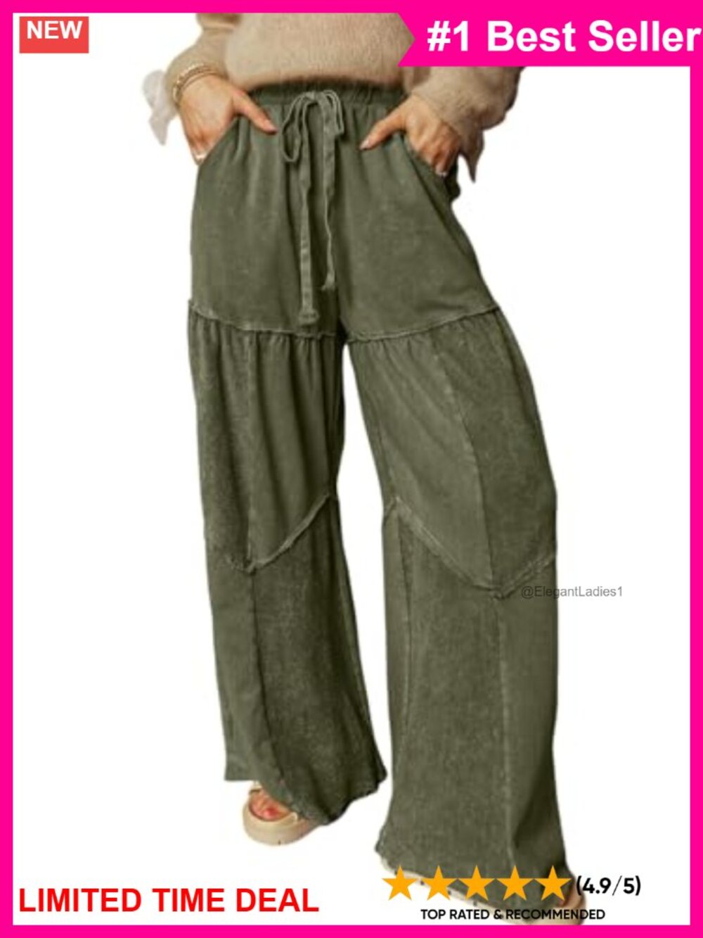 Women's Wide Leg Palazzo Pants High Waist Drawstring Lounge Pockets